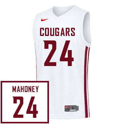 Men #24 Spencer Mahoney Washington State Cougars College Basketball Jerseys Stitched Sale-White